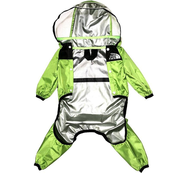 Dog Waterproof Raincoat Jumpsuit Reflective Raincoat Hooded