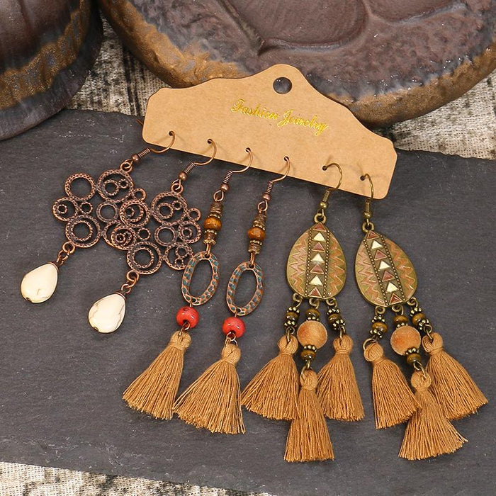 3 pairs/set Earrings Bohemian Style Jewelry X0X36219