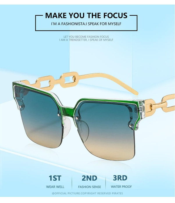 Half frame chain metal sunglasses