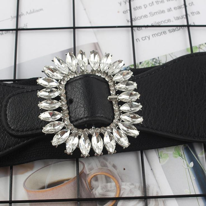 Fashion Women's Decorative Rhinestone Inlaid Wide Belt