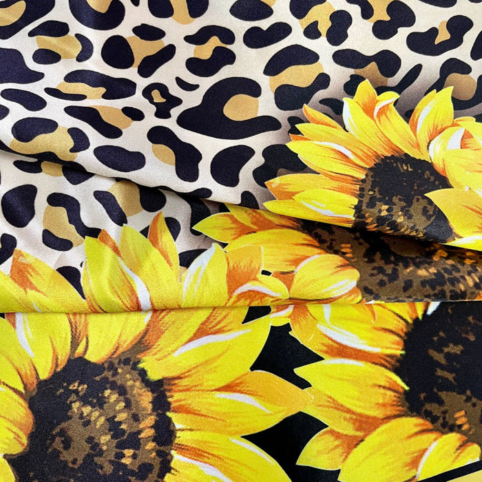 Fashion Design Sense Sunflower Leopard Stitching Sunflower Large Square Towel