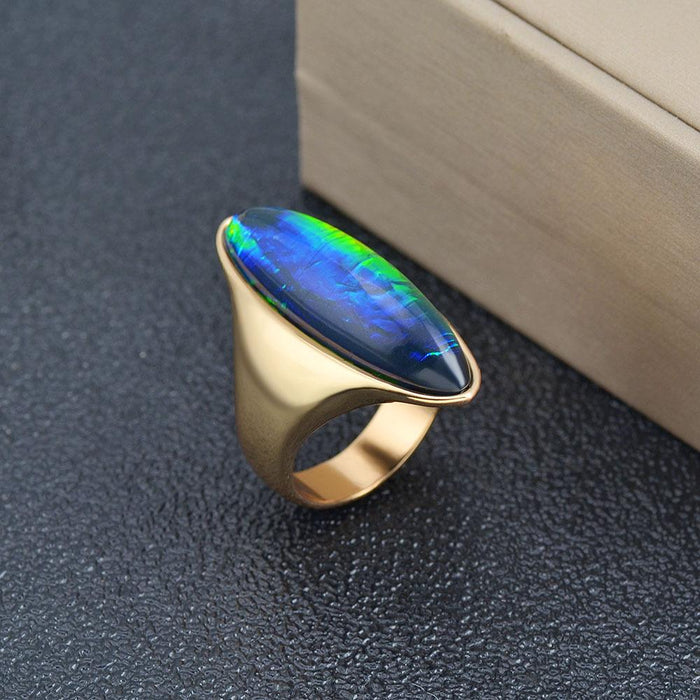 Vintage Metal Polychromatic Crystal Ring