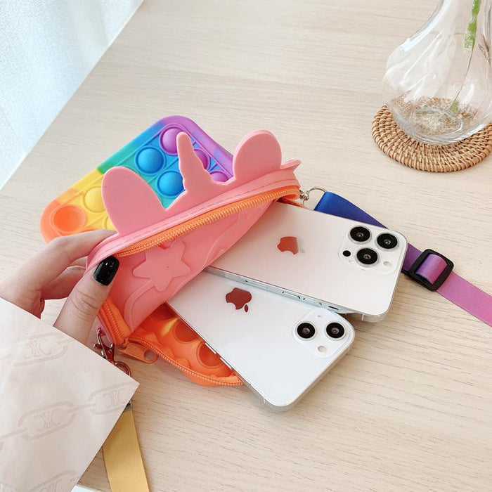 Silicone children's unzipping coin purse press toy