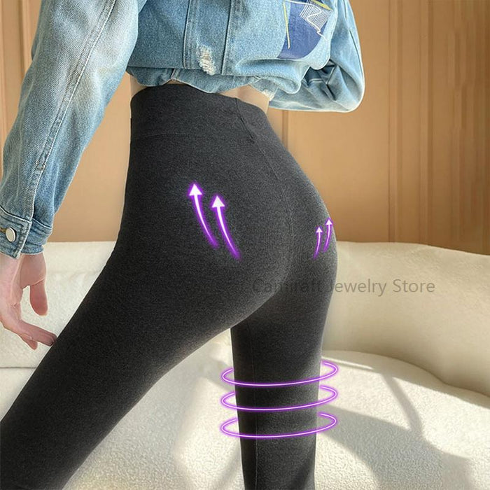 Winter Thick Velvet Leggings Warm Fleece Lined Tights Leggings