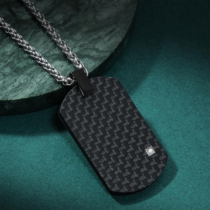 Solid Pure Carbon Stainless Steel Hangtag Retro Necklace