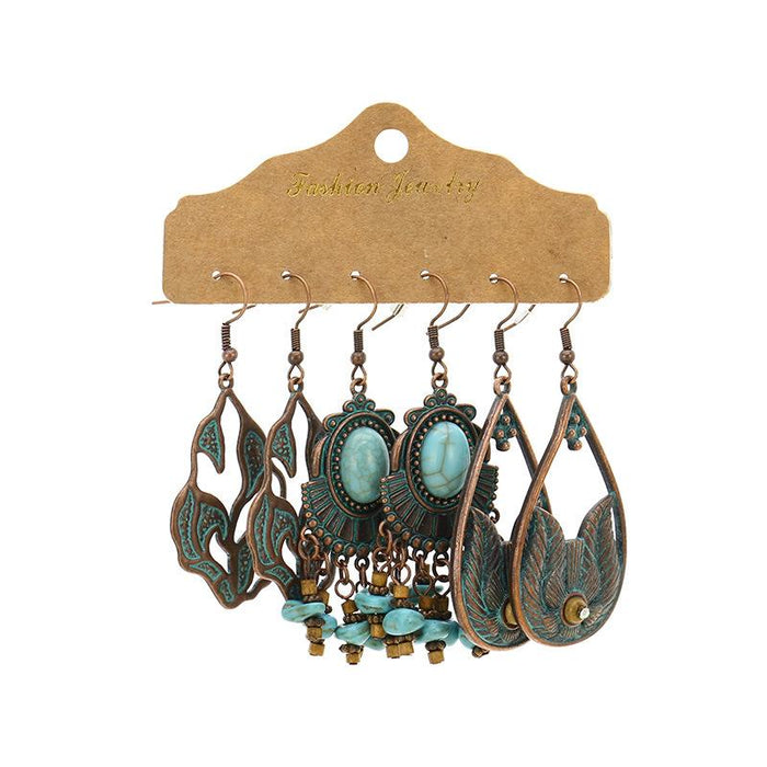 Three-Piece Metal Drop Earrings Set Jewelry