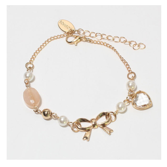 New Women's Irregular Pearl Heart Bow Bracelet Accessory