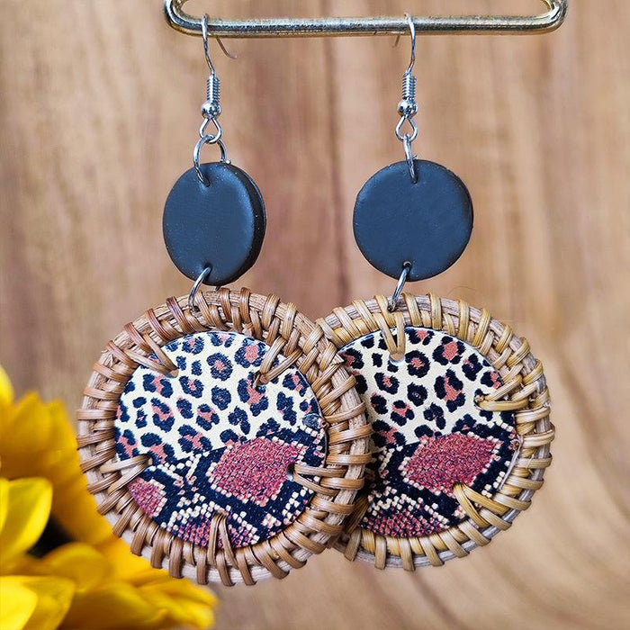 New Fashion Printed Zebra Print Women's Wooden Earrings