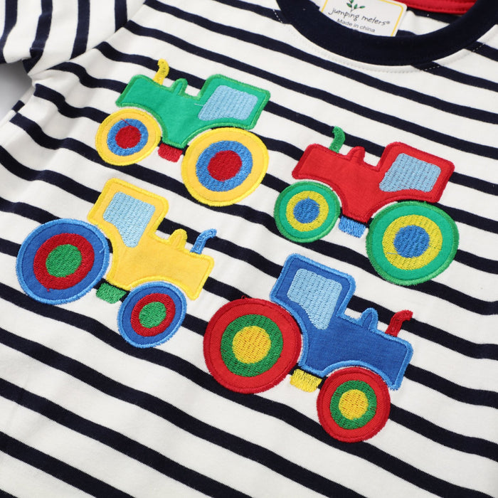 Knitted boys' short sleeved T-shirt cartoon round neck