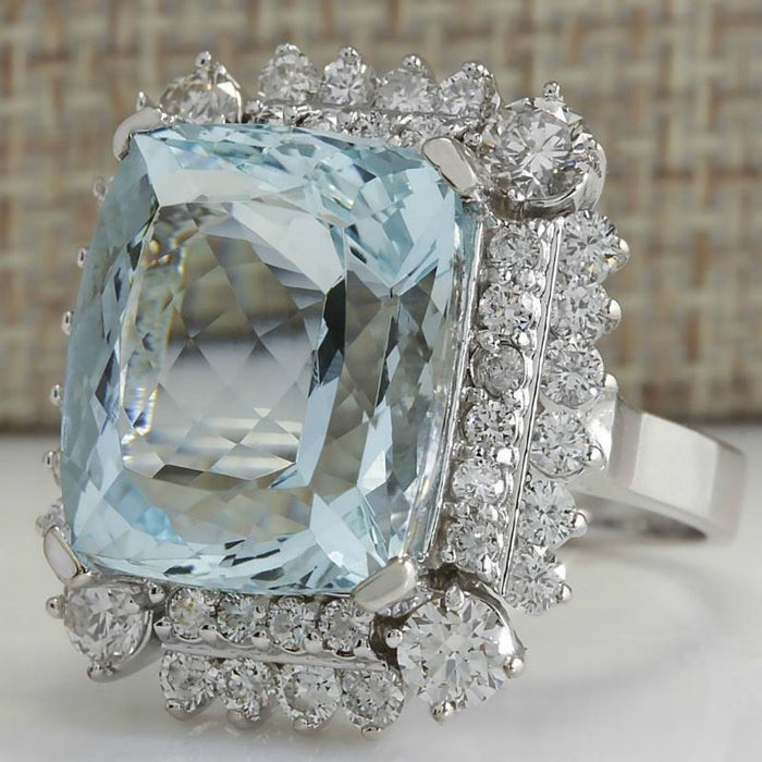 Fashion Women Light Blue Princess Cut Zircon Rings