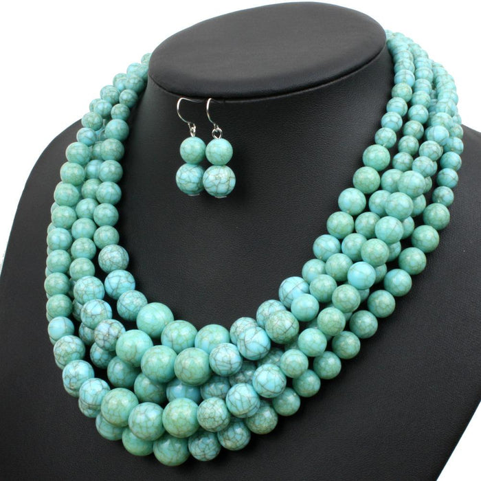 Women's Jewelry Exaggerated Popular Crack Bead Multi-layer Necklace