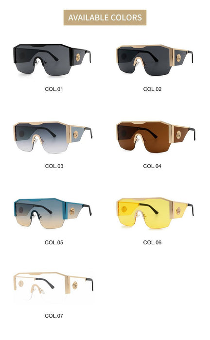 Large frame one piece metal men's and women's Sunglasses