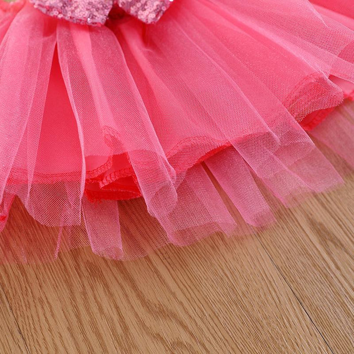 Solid letter short sleeve Khaki pink gauze skirt