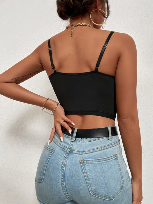 Lace Sexy Black Women Slim Fit Tank Top