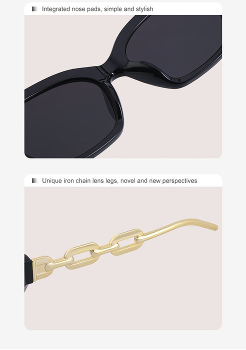 Women's Small Frame Cat's Eye Thick Metal Chain Sunglasses