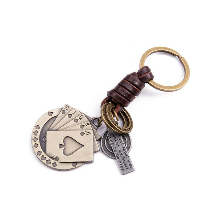 Vintage key chain punk leather metal key chain creative personality key chain