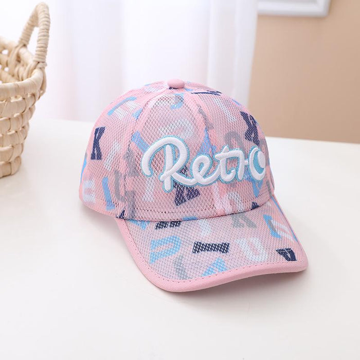 Summer 3D Embroidery English Alphabet Children's Mesh Hat