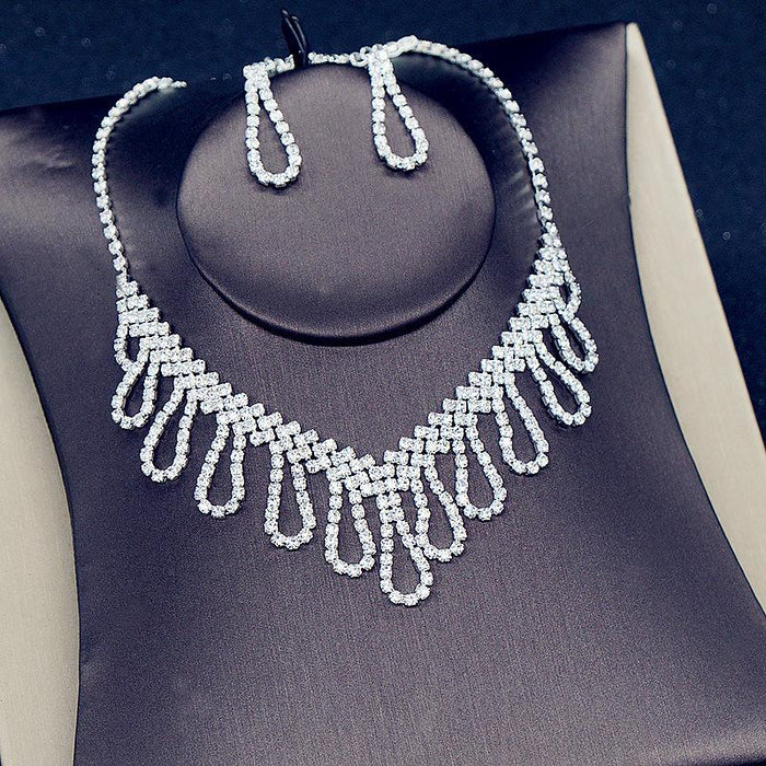 New Simple Women's Jewelry Earrings Necklace Two Piece Set