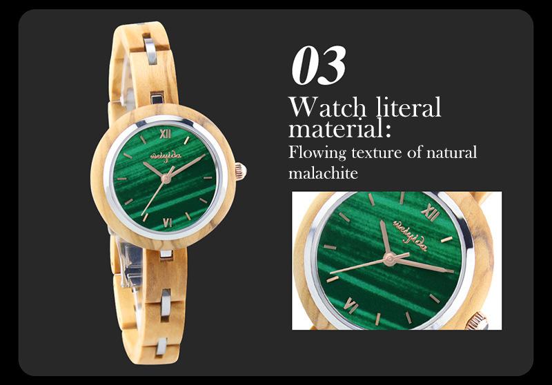 2022 New Classic Noble Green Quartz Wooden Watch