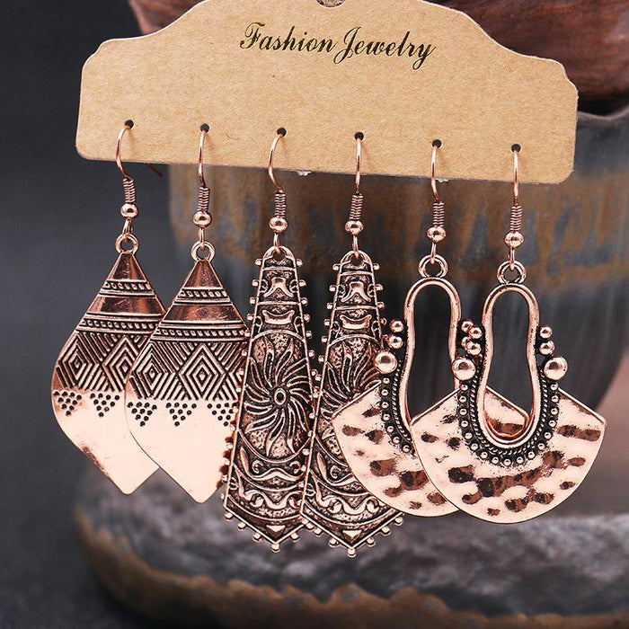 Retro Punk Metallic 3-Pair Earrings