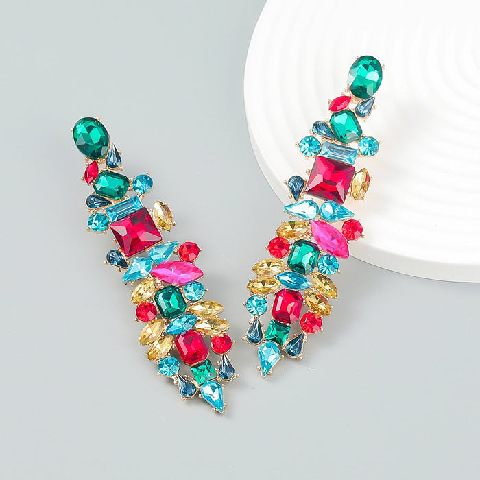 Fashion Exaggerated Rhinestone Long Geometric Earrings