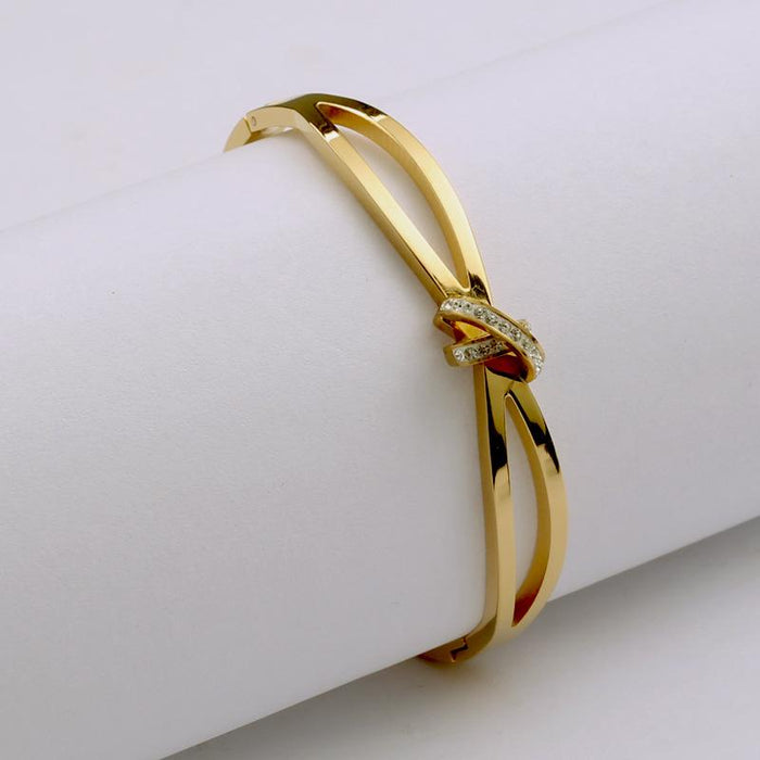 New Popular Titanium Steel Gold Color C-shaped Open Bracelet Bangle