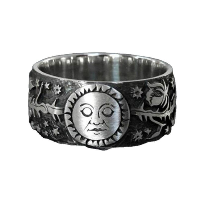 Creative Flower Sun Moon Couple Ring