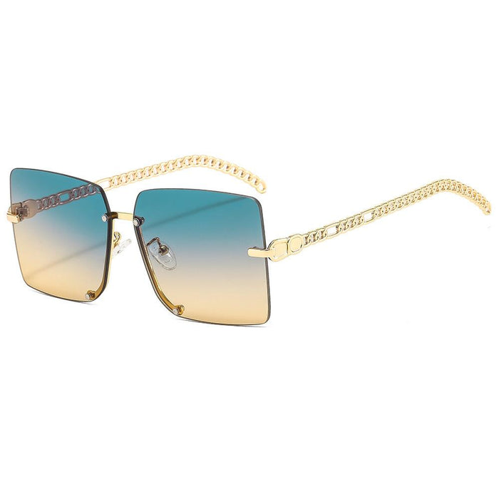 Sunglasses Women's square metal half frame sunglasses