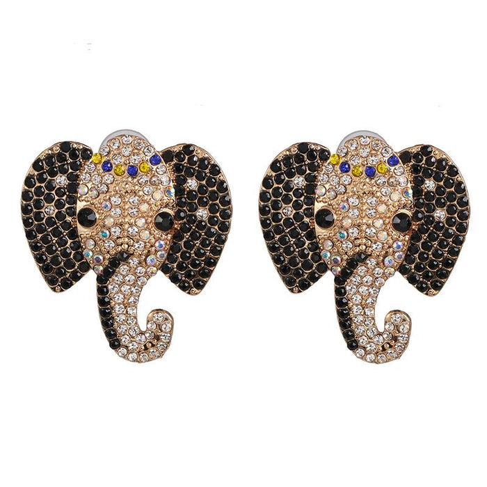 Female Personality Animal Earrings Elephant Earrings Accessories Inlaid Rhinestone