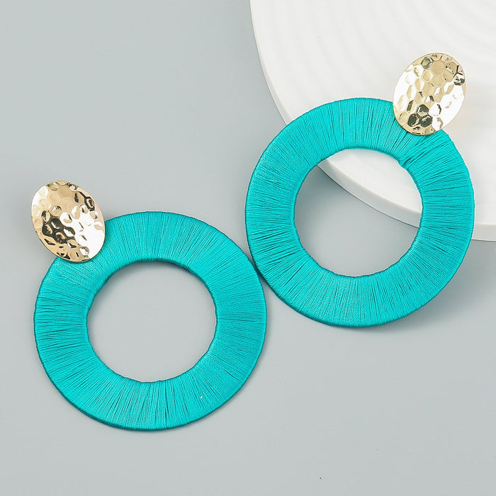 Exaggerated Large Round Braided Geometric Earrings