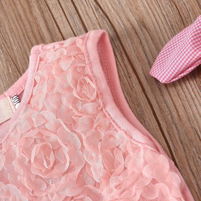 Sleeveless vest rose top suit two piece set