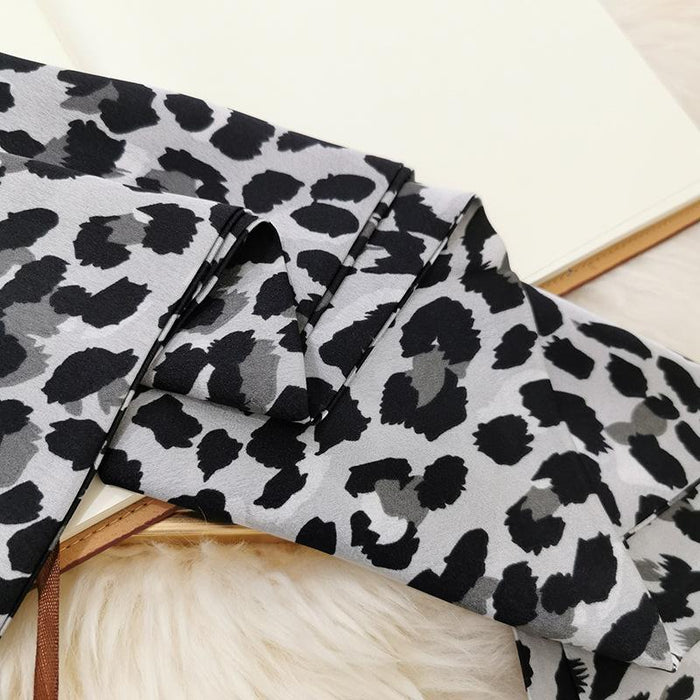 Imitation  scarf thin narrow strip leopard pattern simple waist chain scarf