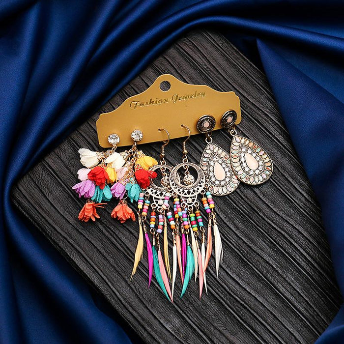 3 pairs/set Earrings Bohemian Style Jewelry X0X36208