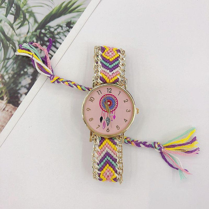 National DIY Woven Bracelet Wool Watch Bohemian Style Women's Watch Quartz Retro