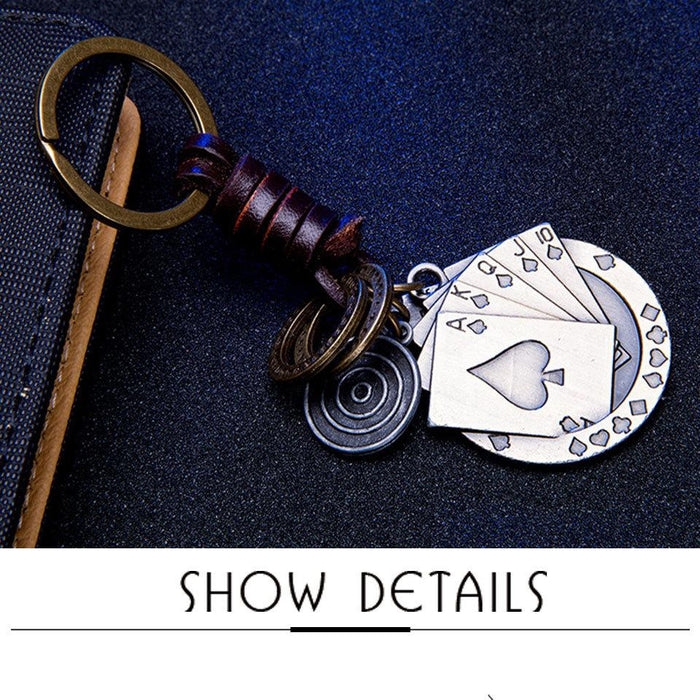 Vintage key chain punk leather metal key chain creative personality key chain