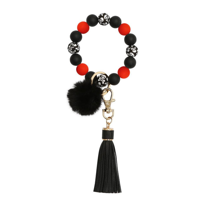 Fashion Ethnic Style Silicone Bead Bracelet Keychain