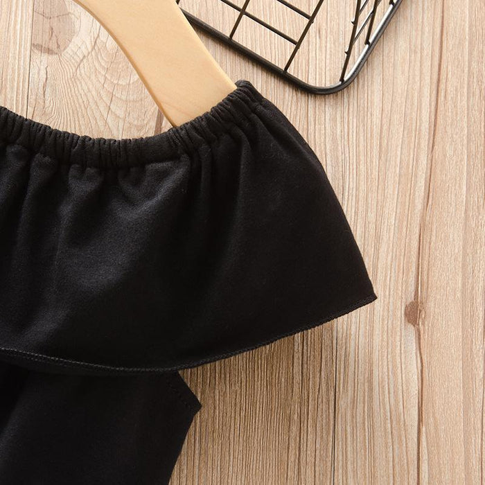 Sleeveless one shoulder Strapless Top + jeans hole shorts three piece suit + bow