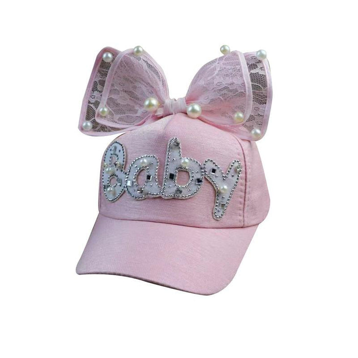 Summer BABY Bow Beads Girls Children's Baseball Cap