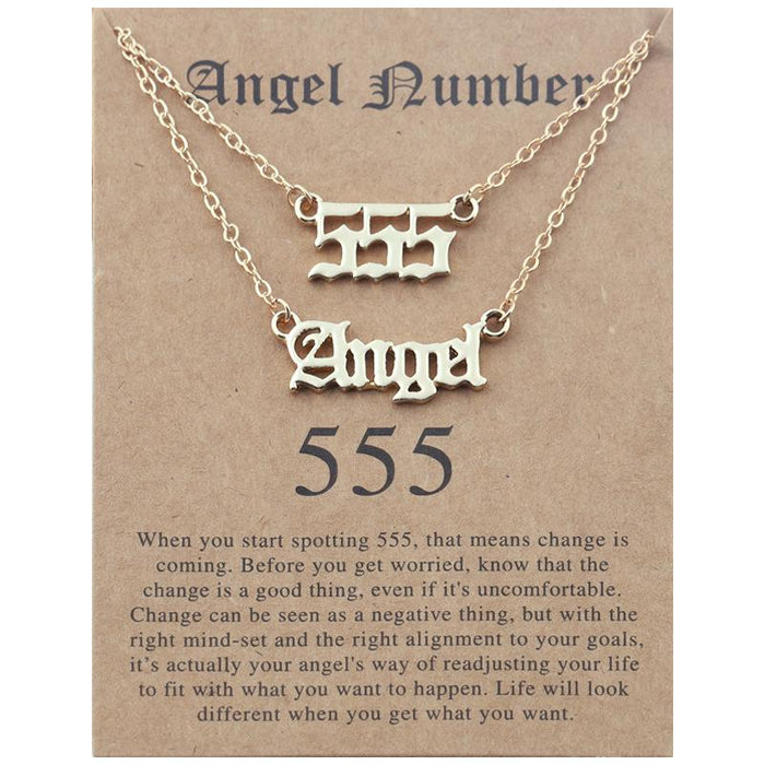 New Angel Lucky Number Necklace Set With Card