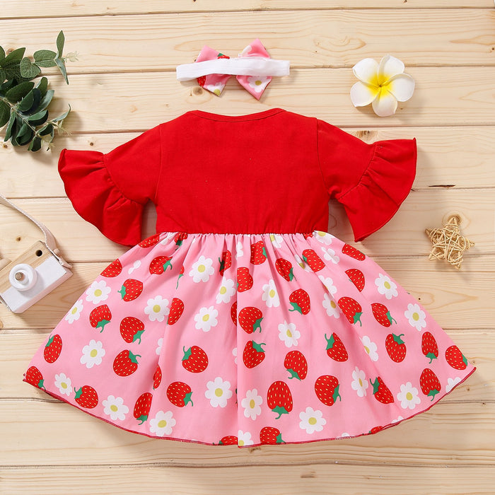 Summer sweetheart strawberry girl dress children's wear