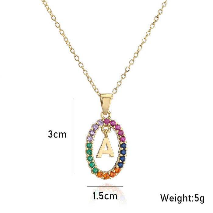 Ins Small Fresh 26 English Letter Zircon Pendant Necklace