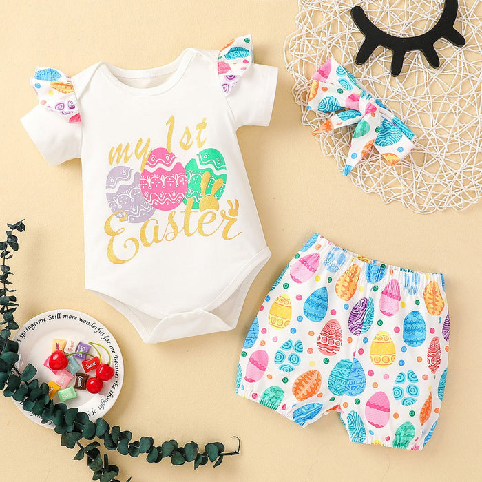 Letter over printed rabbit three piece set