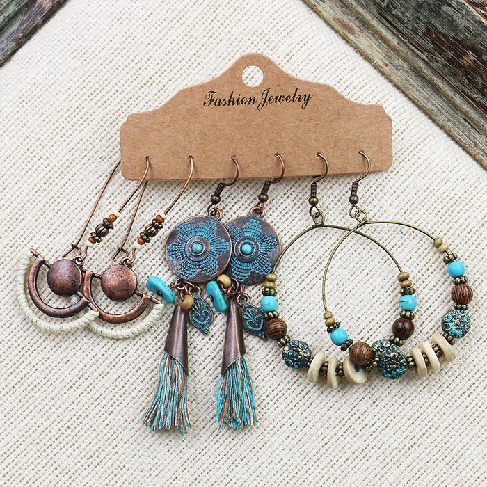 3 pairs/set Earrings Bohemian Style Jewelry X0X36206
