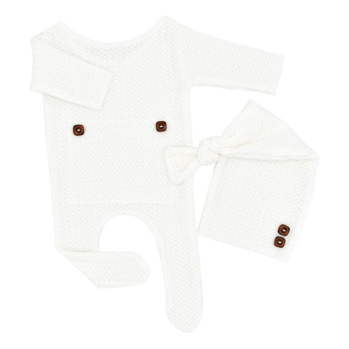 Newborn Photography Knitted One-piece Long Tailed Hat Two-piece Set