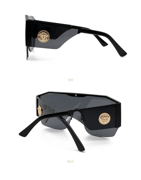Large frame one piece metal men's and women's Sunglasses