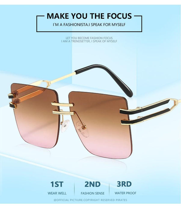 Large frame square metal sunglasses