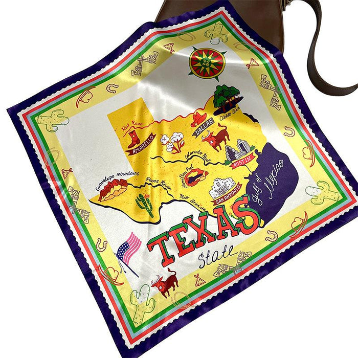 Women's Western Denim Element Square Scarf 52cm Printed Scarf