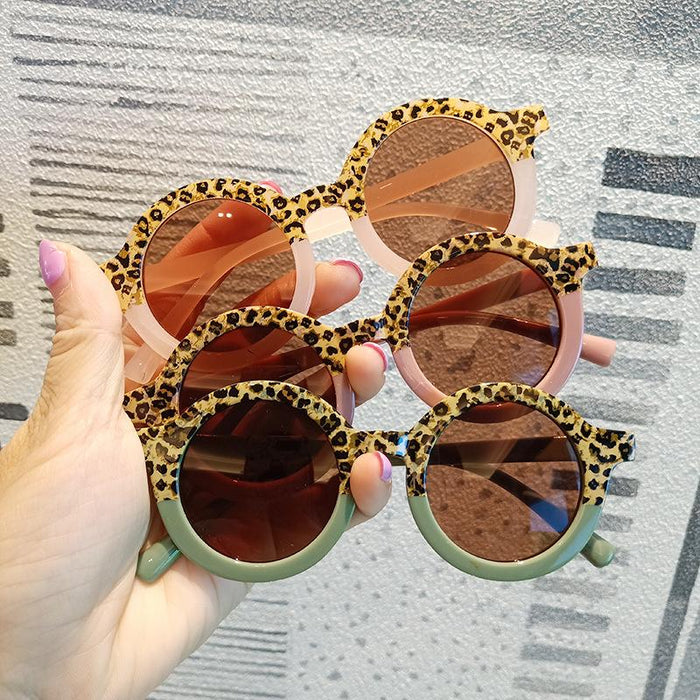 Round Frame Leopard Color Matching Children's Sunglasses