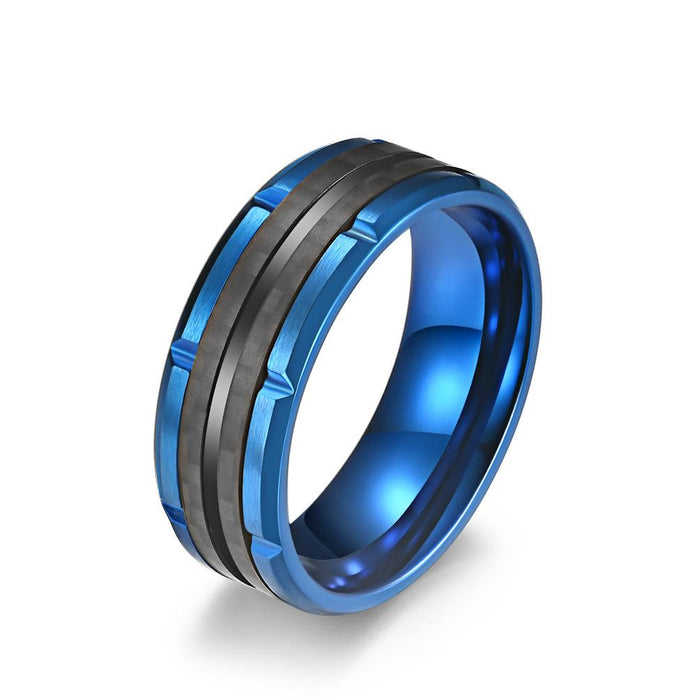 Solid Stainless Steel Carbon Fiber Titanium Steel Men's Ring