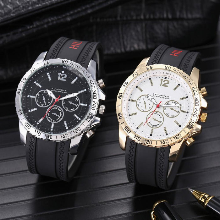 Luxury Men Popular Big Dial Male Watch Silicone Band Quartz Wristwatch